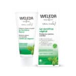 Gel Dentífrico Vegetal 75ml Weleda, pasta de dentes natural com sílica, camomila, mirra e ratânia para higiene oral diária.