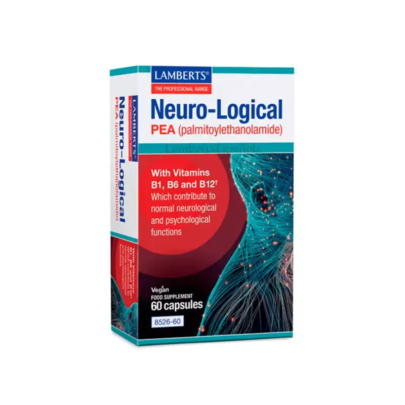 Neuro-Logical PEA 60 Cápsulas Lamberts, suplemento alimentar com palmitoiletanolamida.