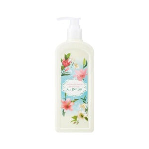 Loção Corporal All Day Lily 345ml Nature Republic com extrato de lírio e fragrância floral.