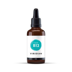 Vitamina B12 Líquida 50ml Viridian, suplemento alimentar vegan com metilcobalamina e adenosilcobalamina.