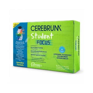 Cerebrum Student Focus 20 ampolas da Natiris, suplemento alimentar em formato líquido desenvolvido para estudantes e períodos de maior exigência mental.