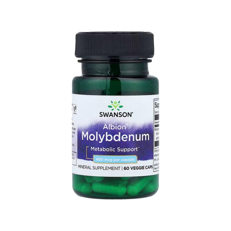 Molibdénio 400mcg 60 Cápsulas Swanson suplemento alimentar em cápsulas com molibdénio