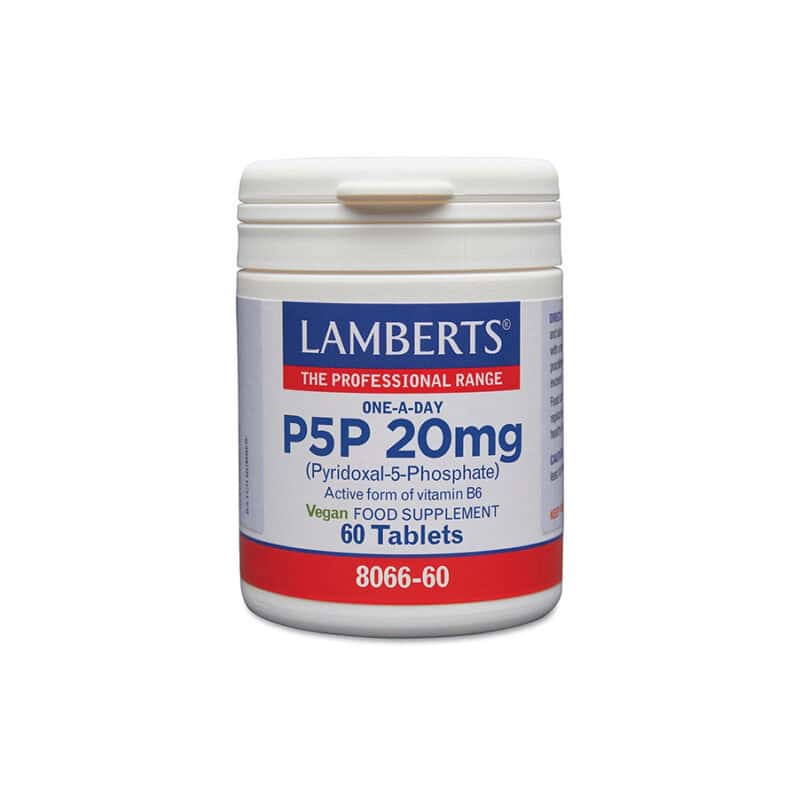 P5P 20mg Piridoxal-5-Fosfato 60 Comprimidos Lamberts suplemento alimentar com vitamina B6 ativa