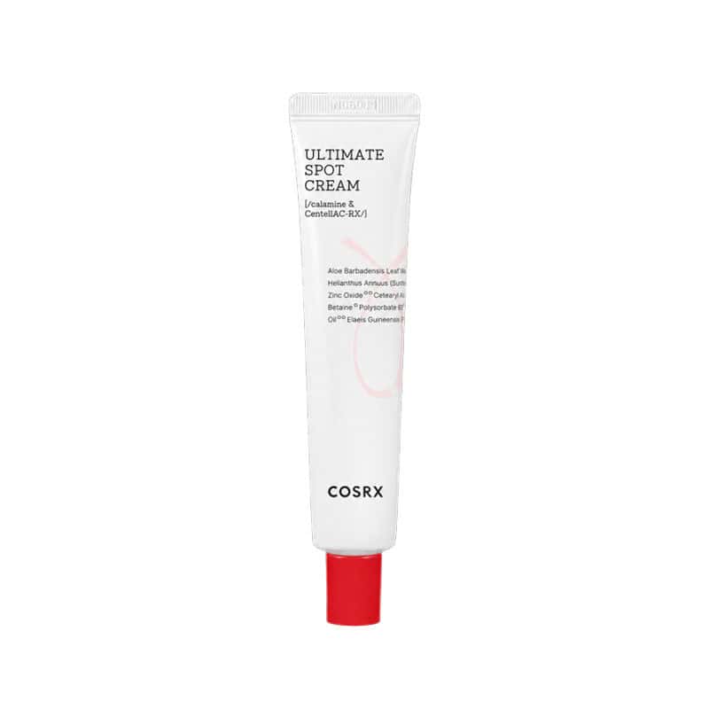 Ultimate Spot Cream 30gr COSRX, creme localizado com Centella AC-Rx, calamina, óxido de zinco e aloé vera para pele com imperfeições.