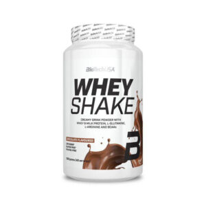 Whey Shake Chocolate 1000 g BioTechUSA, proteína em pó com whey, aminoácidos e fibra.