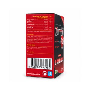 Zumbid Stop 60 cápsulas da CHI, suplemento alimentar com ginkgo biloba, alho, grainha de uva, crataegus e vitaminas A, B6 e E.