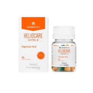 Heliocare Ultra D 30 Cápsulas Cantabria Labs com Fernblock, vitamina D e antioxidantes para apoio à proteção solar da pele.