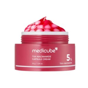 TXA Niacinamide Capsule Cream 55gr Medicube em boião com creme em cápsulas e gel hidratante