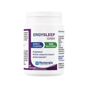 Ergysleep GABA 60 cápsulas Nutergia, suplemento alimentar sem melatonina com GABA, valeriana e papoila