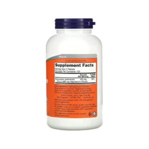 Citrato de Magnésio 200mg 250 Comprimidos Now Foods em embalagem branca com tampa laranja.