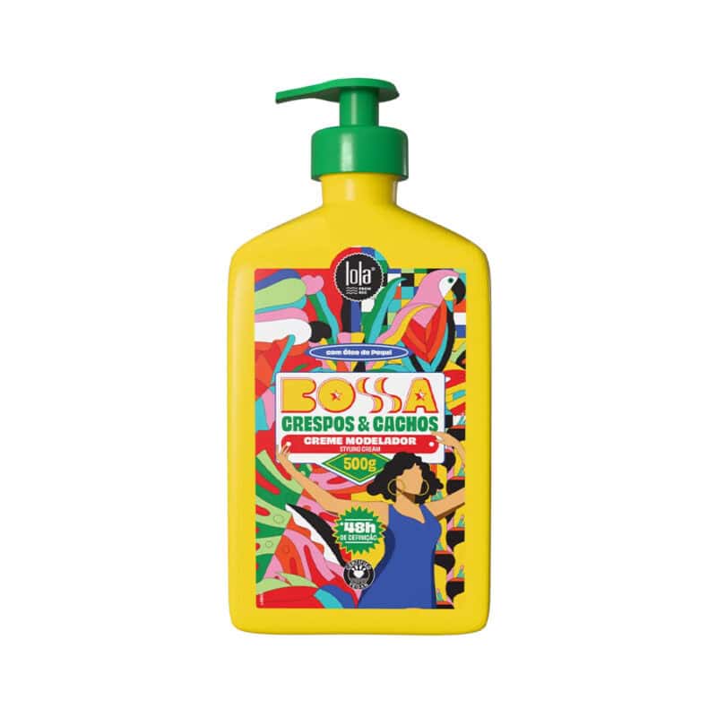 Bossa Crespos & Cachos Creme Modelador 500 g Lola Cosmetics com óleo de pequi para definição de caracóis.