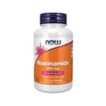 Niacinamida 500mg 100 Cápsulas Now Foods em embalagem branca com tampa laranja.
