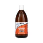Omega 3 Fish Oil 500ml Now Foods em embalagem de suplemento alimentar líquido à base de óleo de peixe.