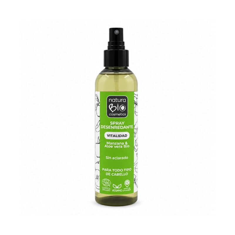 Spray Desembaraçador Maçã e Aloé Bio Natura Bio, cuidado capilar sem enxaguamento em embalagem de 200 ml.