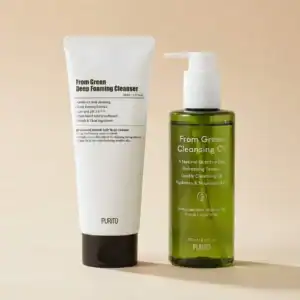 From Green Double Cleansing Set Purito Seoul com óleo de limpeza de 200 ml e espuma de limpeza profunda de 150 ml.