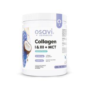 Collagen Tipo 1 e 3 com MCT 400gr Osavi, suplemento alimentar em pó com colagénio e triglicéridos de cadeia média.