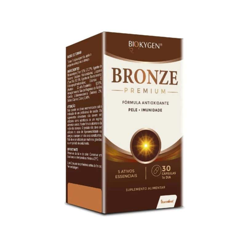 Bronze Premium 30 Cápsulas Biokygen suplemento alimentar em cápsulas para preparar e manter o bronzeado