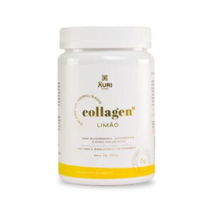 Collagen Limão Auri Foods, suplemento alimentar em pó com colagénio hidrolisado e sabor a limão, em embalagem de 300 g.