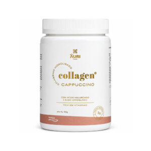 Collagen Verisol Cappuccino Auri Foods, suplemento alimentar em pó com sabor a cappuccino, em embalagem de 180 g.