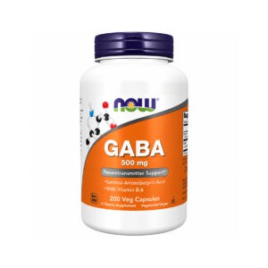 GABA + B6 500mg 200 Cápsulas NOW Foods suplemento alimentar com ácido gama-aminobutírico e vitamina B6