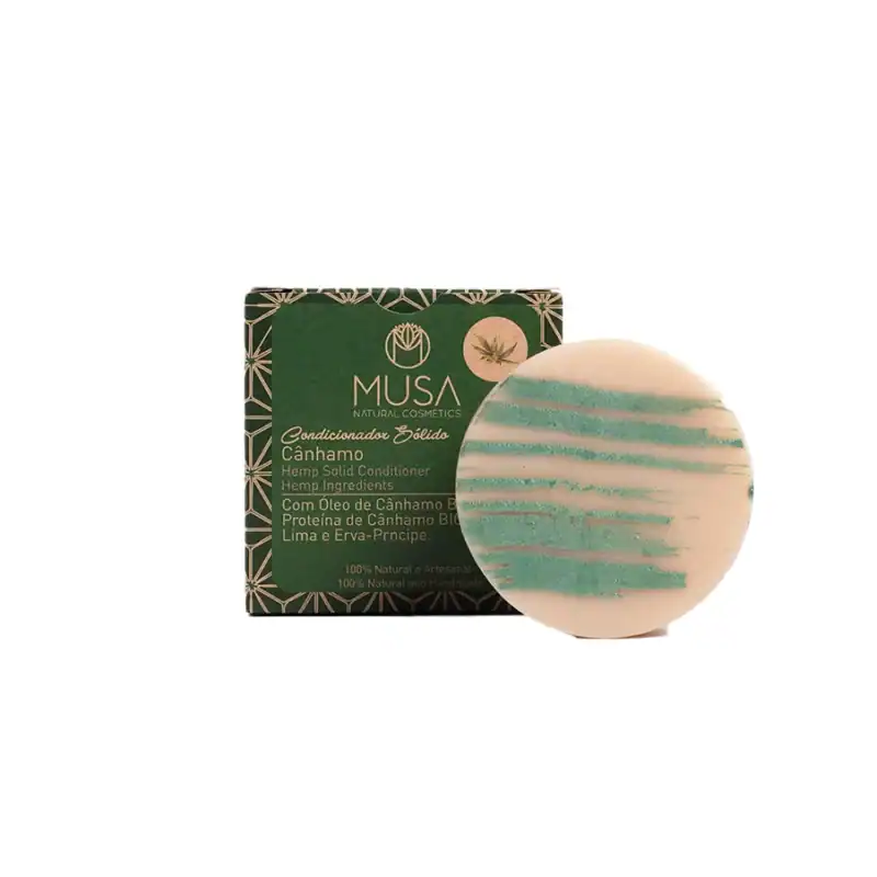 Condicionador Sólido de Cânhamo 40gr Musa Natural Cosmetics, cuidado capilar nutritivo em formato sólido.