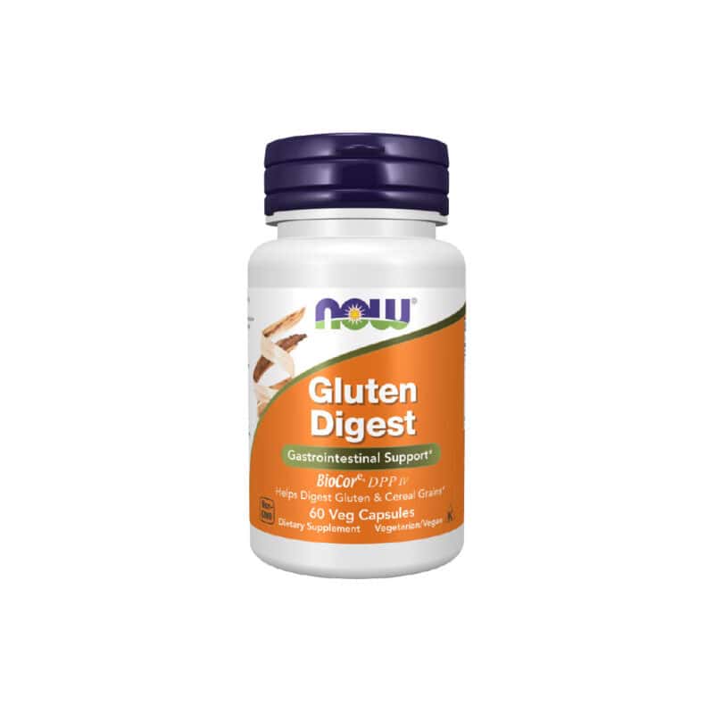 Gluten Digest Enzymes 60 Cápsulas Now Foods com enzimas digestivas para complementar a tua rotina alimentar.