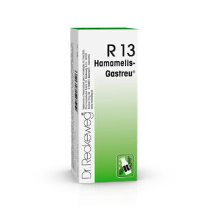 R13 Hamamelis-Gastreu Dr. Reckeweg, medicamento homeopático em gotas orais, em embalagem de 50 ml.