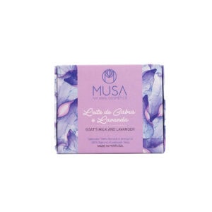 Sabonete de Leite de Cabra e Lavanda 125gr Musa Natural Cosmetics, sabonete sólido para uma limpeza suave e cuidada da pele.