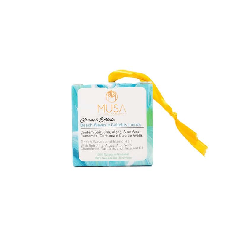 Shampoo Sólido Beach Waves e Cabelos Loiros 50gr Musa para cabelos loiros e efeito beach waves.