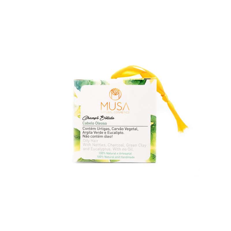 Shampoo Sólido para Cabelo Oleoso 50gr Musa Natural Cosmetics, cuidado capilar em formato sólido para uma limpeza eficaz e equilibrada.