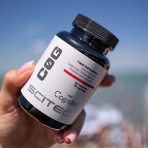 C0G with Cognizin Scitec Nutrition, suplemento alimentar com citicolina, em embalagem de 60 cápsulas.